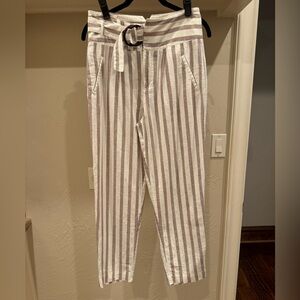 Striped White and Brown Pants